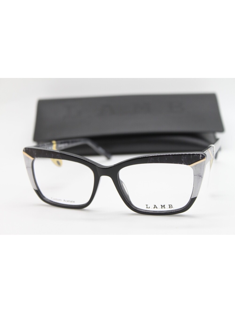 NEW L.A.M.B. LA076 BLK BLACK MARBLE AUTHENTIC EYEGLASSES W/CASE 53-16